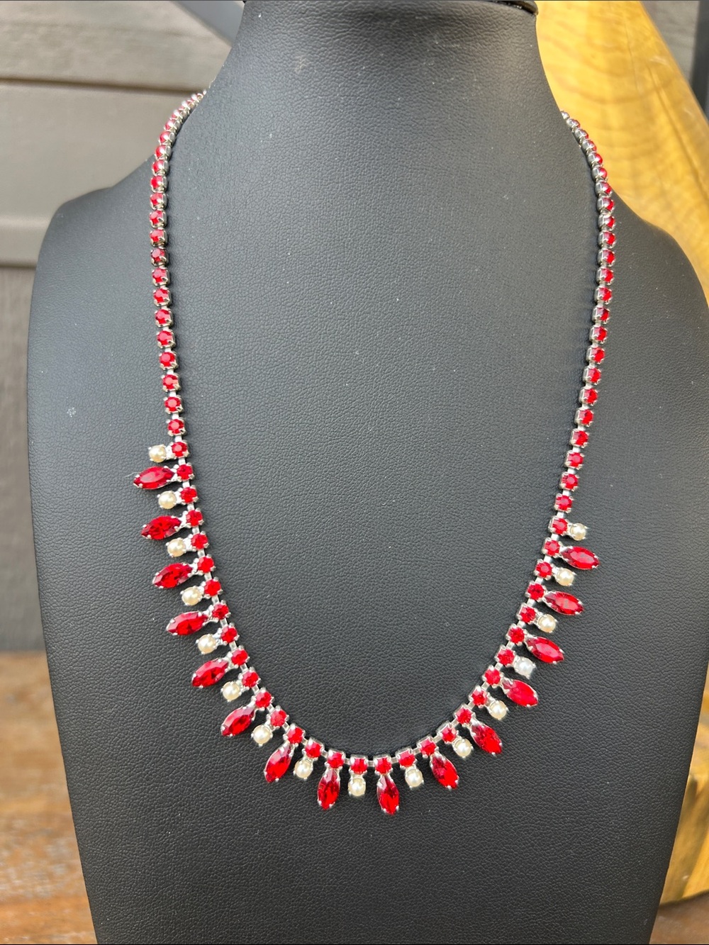 50’s vintage b. david mid-century rhodium-plated rhinestone choker necklace